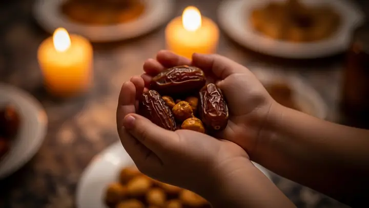 Hands holding dates to share